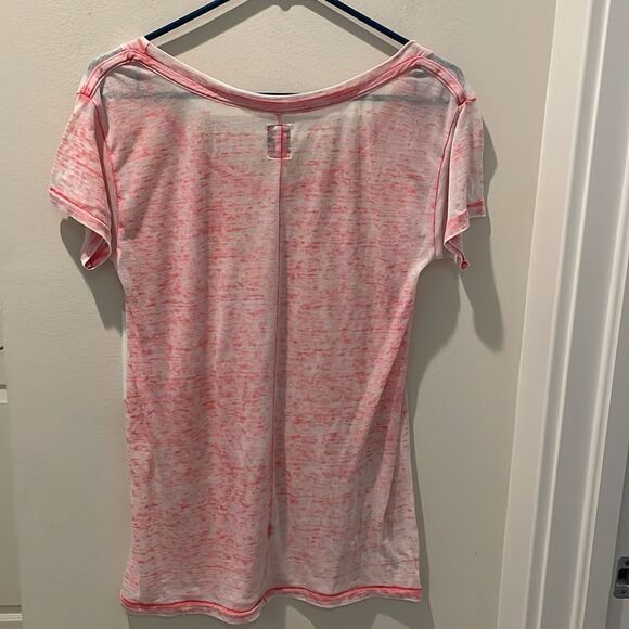 NSF burnout T-shirt Pink scoop neckline size Petite - Picture 3 of 7